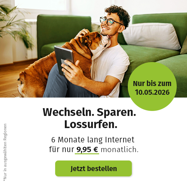 Wechseln. Sparen. Lossurfen. 6 Monate lang Internet für nur 9,95 € monatlich.